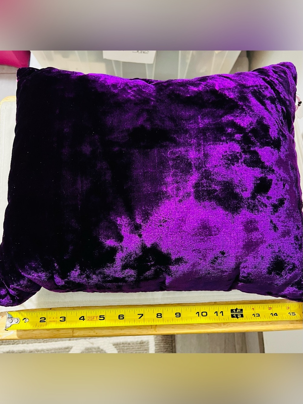 Embroidered beaded Velvet Decorative Pillow - Purple - Picture 5 of 11